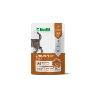 NATURE'S PROTECTION konservsööt kana ja veisega kassipoegadele, et toetada tervislikku arengut 100 g