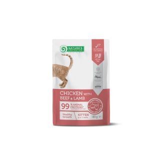 NATURE'S PROTECTION konservsööt kana, veise ja lambaga kassipoegadele et toetada tervislikku arengut 100 g
