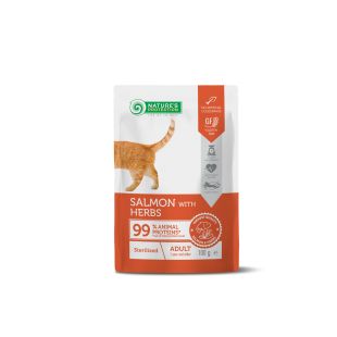 NATURE'S PROTECTION konservsööt lõhe ja ürtidega täiskasvanud steriliseeritud kassidele 100 g