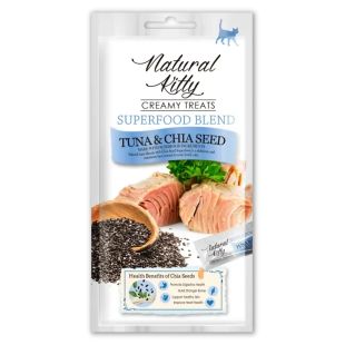 NATURAL KITTY Kasside kreemjad maiustused,  tuunikala ja salvei seemnetega 4x12 g