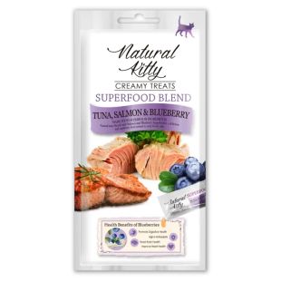 NATURAL KITTY Kasside kreemjad maiustused  tuunikala, lõhe ja mustikatega 4x12 g