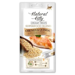 NATURAL KITTY Kasside kreemjad maiustused,  kanaliha ja kinoaga 4x12 g