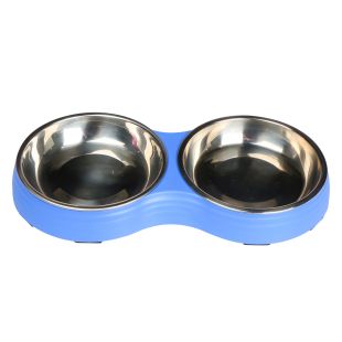 SUPER DESIGN миска для домашних животных, двойная синяя, 2 x 0,18 л, 27,87x14,66x2,8 cм