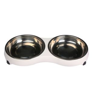 SUPER DESIGN миска для домашних животных, двойная белая, 2 x 0,35 л, 35,8x18,2x3,3 cм