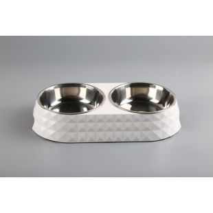 SUPER DESIGN миска для домашних животных, двойная белая, 2 x 0,35 л, 31x17,4x5,5 cм
