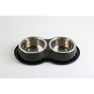 SUPER DESIGN миска для домашних животных, двойная черная 2 x 0,9 л, 40,9x23,4x7 cм