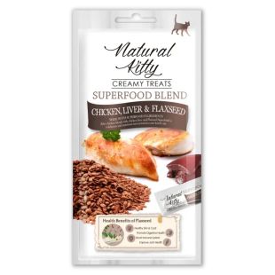 NATURAL KITTY Kasside kreemjad maiustused,  kanamaksa ja linaseemnetega 4x12 g