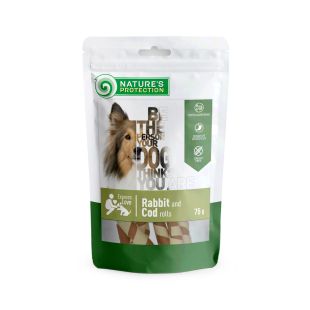 NATURE'S PROTECTION närimismaius koertele, küülikuliha ja tursarullid 75 g