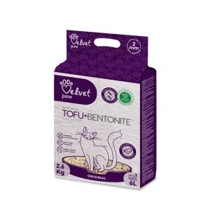 VELVET PAW TOFU наполнитель для кошачьего лотка, смешанный с бентонитом, классический гранула 2 мм, 2,6 кг / 6 л
