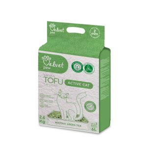 VELVET PAW TOFU наполнитель для активных кошек, с эссенцией зеленого чая матча гранула 2 мм, 2,6 кг / 6 л