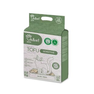 VELVET PAW TOFU наполнитель для чувствительных кошек,  гранула 1,5 мм с эссенцией алое вера, 2,6 кг / 6 л