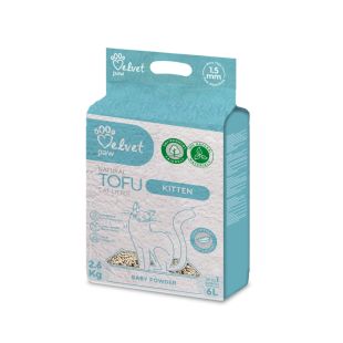 VELVET PAW TOFU kassiliiv kassipoegadele, 1,5 mm graanulid talgi essentsiga,  2,6 kg / 6 l