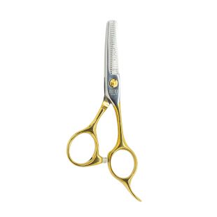 TAURO PRO LINE hammastega käärid 11 cm, 28 hammast, 440c roostevaba teras, kuldne käepide
