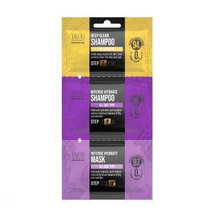 TAURO PRO LINE koera- ja kassi karva ning naha šampooni ja maski näidiste komplekt 1 x 6 ml, 1 x 8 ml, 1 x 4 ml