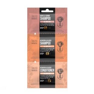 TAURO PRO LINE koera- ja kassi karva ning naha šampooni ja palsami näidiste komplekt 1 x 6 ml, 1 x 8 ml, 1 x 4 ml