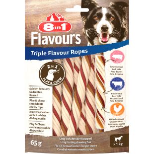 8IN1 Koerte toidulisand – maius Triple Flavour, koerte toidulisand – maius, looma-, kana- ja kalkunilihaga, nöörikujuline, 60 g