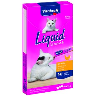 VITAKRAFT Liquid Snack kормовые добавки - лакомства для кошек, с курицей и таурином 6 х15 г