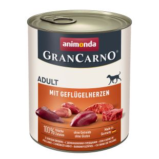 ANIMONDA Grancarno adult konservsööt täiskasvanud koertele linnu südamega 800 g