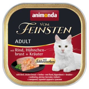 ANIMONDA Vom feinsten schlemmerkern konservsööt täiskasvanud kassidele veiseliha, kanarinna ja ürtidega 100 g
