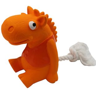 MISOKO Koera mänguasi, jõehobu nööriga lateks, oranž, 21 cm