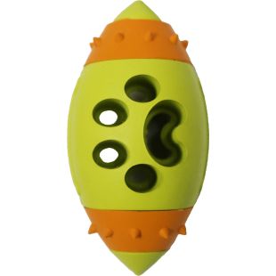 MISOKO Koera mänguasi, ragbi pall käpaga, kumm, roheline ja oranž 9,7 cm