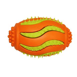 MISOKO Koera mänguasi, ragbi pall, kumm, lateks, roheline ja oranž 9 cm
