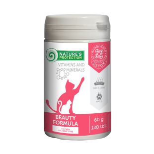 NATURE'S PROTECTION täiskasvanud kasside toidulisand naha ja karva hoolduseks 120 tbl, 60 g