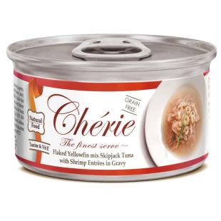 CHERIE Signature Gravy Täiskasvanud kasside konservtoit tuunikala ja krevettidega kastmes 80 g