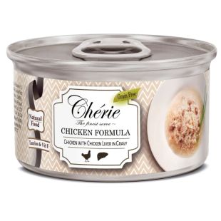 CHERIE Signature Gravy Täiskasvanud kasside konservtoit kanaliha ja kanamaksaga kastmes 80 g