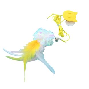 HIPPIE PET кошачья игрушка, клеющееся перо желтое,  47 cм
