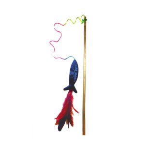 HIPPIE PET kassi mänguasi õng sulgedega, 50 cm