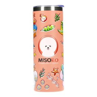 MISOKO Roostevabast terasest jooginõu, roosa, illustratsioonide ja kaanega 600 ml
