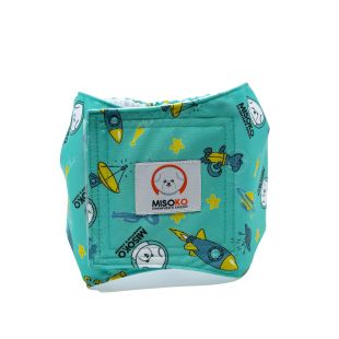 MISOKO korduskasutatavad mähkmed isastele koertele, raketimotiiviga, mündiroheline, M-suurus, 1 tk.