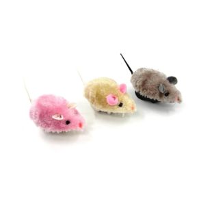 HIPPIE PET игрушка для кошек, мышка с шерстью пестрая, 12 шт.