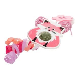 HIPPIE PET игрушка для кошек, лиса, с веревочкой, 2 см розовая