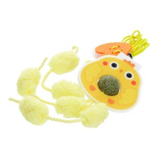 HIPPIE PET игрушка для кошек, цыпленок, с веревочкой, 2 см желтая