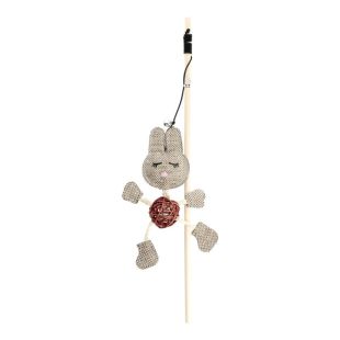 HIPPIE PET Kassi mänguasi, õng, jänkuga, 40 cm pruun