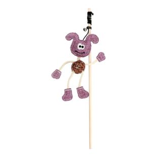 HIPPIE PET игрушка-удочка для кошек, с зайчиком, 40 cм розовая