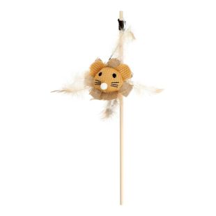 HIPPIE PET игрушка-удочка для кошек, с зайчиком, 40 cм коричневая