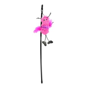 HIPPIE PET Kassi mänguasi, õng, linnuga, 48 cm roosa
