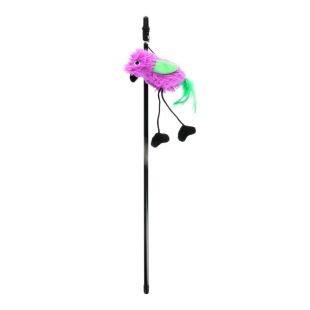 HIPPIE PET Kassi mänguasi, õng, linnuga, 48 cm lilla