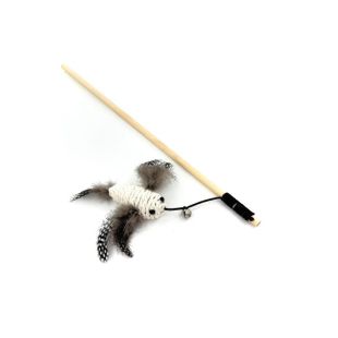 HIPPIE PET Kassi mänguasi, õng, sulgedegais, 40 cm valge