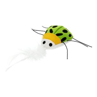HIPPIE PET Kassi mänguasi, mardikas, 7,5 cm valge sulega