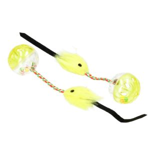HIPPIE PET игрушки для кошек, мячики, с мышкой, 26 см, 2 шт.  желтые