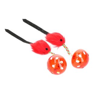 HIPPIE PET игрушки для кошек, мячики, с мышкой, 26 см, 2 шт.  красные