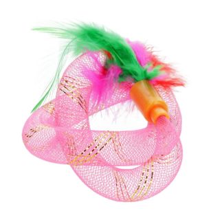HIPPIE PET игрушка для кошек, с перьями, 19 см розовый