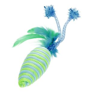 HIPPIE PET игрушка для кошек, мышка с перышком, 16,5 см  зеленая