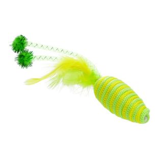 HIPPIE PET игрушка для кошек, мышка с перышком, 16,5 см  желтая