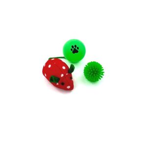 HIPPIE PET игрушка для кошек, мышка c мячиками, 3 шт. красная/зеленая