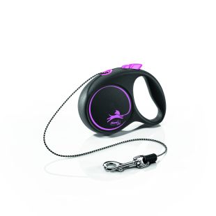 FLEXI Black Design jalutusrihm- nöör XS, max 12 kg, 3 m, nöör, roosa